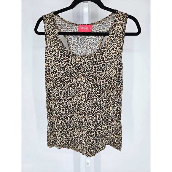 Flora Flage Womens Sz XL Racerback Tank Top Leopard Print Bow Back Y2K - Picture 1 of 3